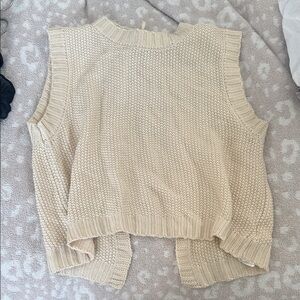 Cream Knit Sleeveless Sweater